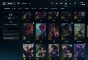 Ouro 3 com 41 Champs e 9 Skins + 2 Fragmentos - League of Legends LOL