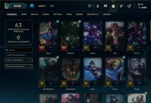 Ouro 3 com 41 Champs e 9 Skins + 2 Fragmentos - League of Legends LOL