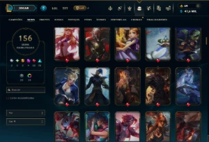Unranked com TODOS os Champs e 156 Skins +1 Prestigio - League of Legends LOL