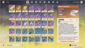 Conta AR 51 com Hu Tao e + 5*, 2 armas 5* e muitas resinas - Genshin Impact