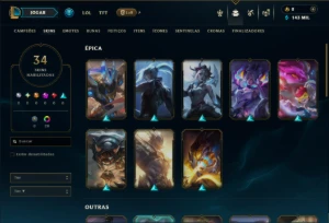 Esmeralda 3 com TODOS os Champs e 34 Skins ( SUP / JG ) - League of Legends LOL