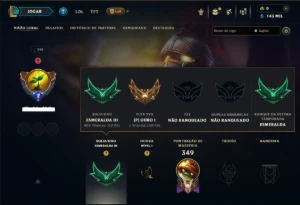 Esmeralda 3 com TODOS os Champs e 34 Skins ( SUP / JG ) - League of Legends LOL