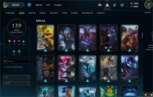 Conta 1960 RP, 139 SKINS, Todos campeões. - League of Legends LOL