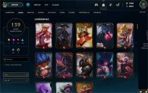 Conta 1960 RP, 139 SKINS, Todos campeões. - League of Legends LOL