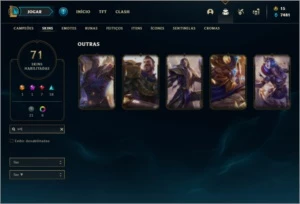 Conta ouro 1 com 86 champs e 71 skins ( MAIN MID ) - League of Legends LOL