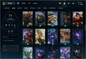 Conta ouro 1 com 86 champs e 71 skins ( MAIN MID ) - League of Legends LOL