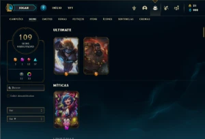 Conta prata 3 com 115 Champs e 109 Skins ( MAIN TOP / MID ) - League of Legends LOL