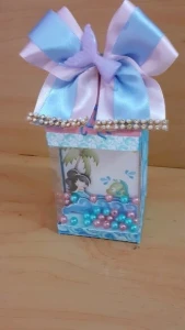 Caixa Milk Sereia com Visor Shaker e Laço - Artesanato e Personalizados
