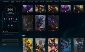 Conta Lol Lvl 428 - 300 Skins E Platina Ii, Passe Ativo, 8 M - League of Legends
