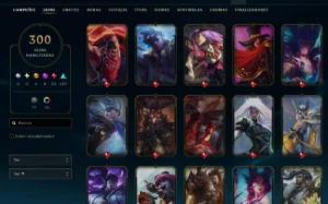 Conta Lol Lvl 428 - 300 Skins E Platina Ii, Passe Ativo, 8 M - League of Legends