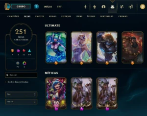 Conta Lol - Lvl 296 - +250 Skins - MF Prestígio +4 Ultimates - League of Legends