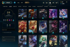 Unranked com 140 Champs e 59 Skins ( MID / ADC / JG ) - League of Legends LOL