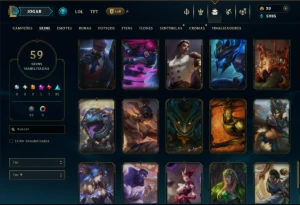 Unranked com 140 Champs e 59 Skins ( MID / ADC / JG ) - League of Legends LOL