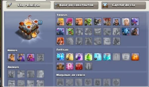 CV 11 em 50% full (3 heróis) | 4 contrutores | CC 5 (1 herói - Clash of Clans