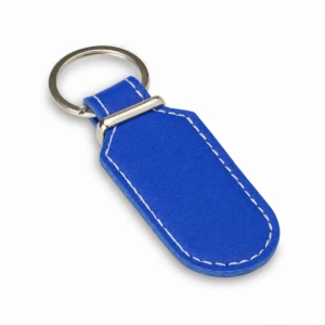 Chaveiro Azul de Couro Sintético com Argola - Artesanato e Personalizados