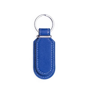 Chaveiro Azul de Couro Sintético com Argola - Artesanato e Personalizados