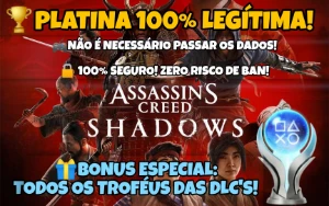 Assassin's Creed Shadows (PS4/PS5) - Troféu de Platina - Digital Services