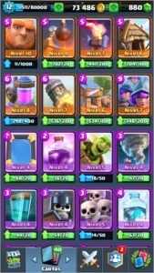 Clash Royale lvl 12. 880 Gemas. Record 4800. C troca de nick