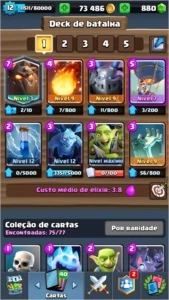 Clash Royale lvl 12. 880 Gemas. Record 4800. C troca de nick