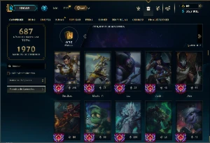 Platina 4 com TODOS os champs e 344 Skins ( JG / ADC ) - League of Legends LOL