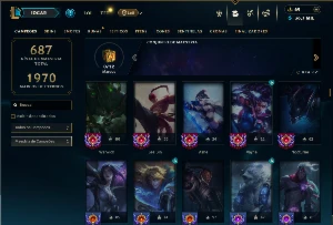 Platina 4 com TODOS os champs e 344 Skins ( JG / ADC ) - League of Legends LOL