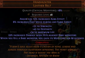 HH Headhunter Leather Belt Affliction - Path of Exile