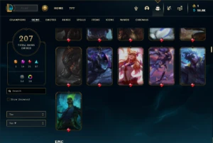 Prata 4 com TODOS os champs e 207 Skins + 13 Prestigios - League of Legends LOL