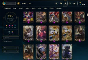 Prata 4 com TODOS os champs e 207 Skins + 13 Prestigios - League of Legends LOL
