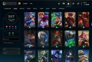 Prata 4 com TODOS os champs e 207 Skins + 13 Prestigios - League of Legends LOL