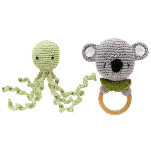 Kit Polvo Newborn e Chocalho Coala em Amigurumi - Artesanato e Personalizados