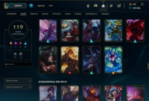 Conta Lol Nivel 577 + 119 Skins Platina 1 Com Todos Campeoes - League of Legends