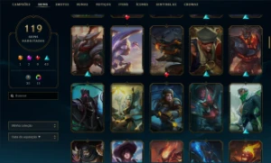 Conta Lol Nivel 577 + 119 Skins Platina 1 Com Todos Campeoes - League of Legends