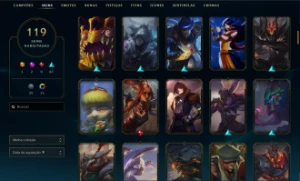 Conta Lol Nivel 577 + 119 Skins Platina 1 Com Todos Campeoes - League of Legends