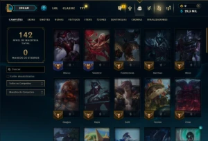 Ouro 3 com 50 Champs e 41 Skins - League of Legends LOL