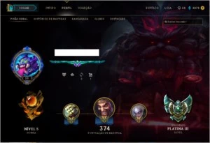 conta plat 3 - League of Legends LOL