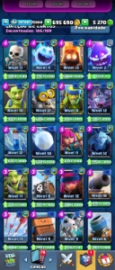 Conta Clash Royale 5200 Gemas 695K Ouro