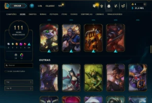 Platina 2 com TODOS os Champs e 111 Skins ( JG / ADC ) - League of Legends LOL