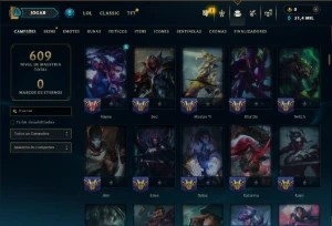 Platina 2 com TODOS os Champs e 111 Skins ( JG / ADC ) - League of Legends LOL
