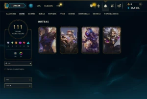 Platina 2 com TODOS os Champs e 111 Skins ( JG / ADC ) - League of Legends LOL