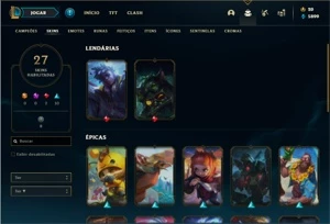 Conta ouro 4 com 71 Champs e 27 Skins + 1 Fragmento - League of Legends LOL