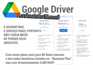 Google Fotos e Workspace Drive Ilimitado - Assinaturas e Premium