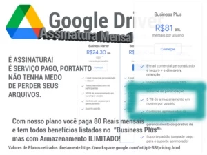 Google Fotos e Workspace Drive Ilimitado - Assinaturas e Premium