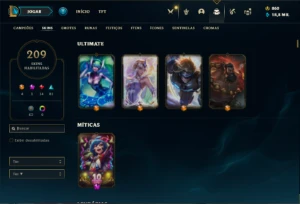 Conta Unranked com TODOS os champs e 209 Skins - League of Legends LOL