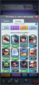 Royalezinho 20 cartas full, maioria pronta pra upar. Baús. - Clash Royale
