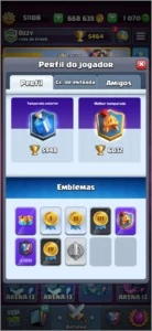 Royalezinho 20 cartas full, maioria pronta pra upar. Baús. - Clash Royale