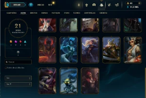 Fullacesso 21 Skins - Level 152 - 101 Campeões - League of Legends LOL