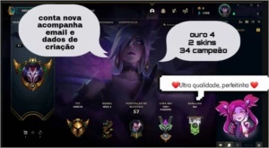 Conta GOLD 4 Acompanha dados de criação - League of Legends LOL