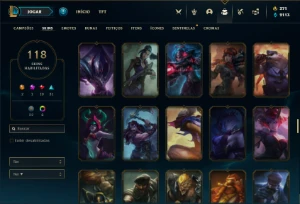 Conta Unranked com 120 Champs e 118 Skins + 370 RP - League of Legends LOL
