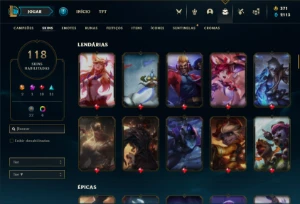 Conta Unranked com 120 Champs e 118 Skins + 370 RP - League of Legends LOL