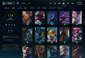Conta Unranked com 120 Champs e 118 Skins + 370 RP - League of Legends LOL